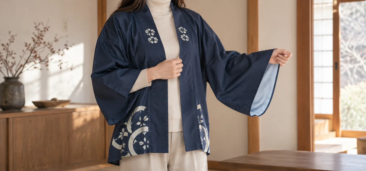 女性の半纏の着こなし