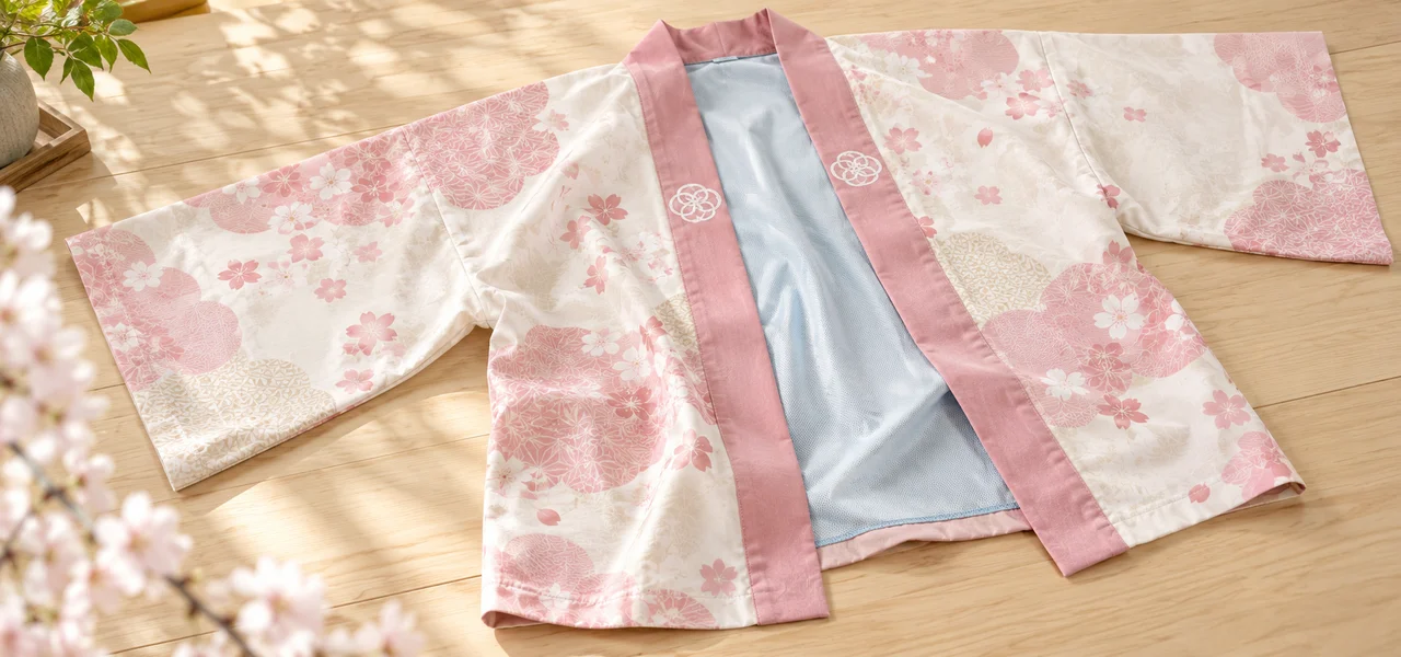 淡い色でまとめたかわいい半纏
